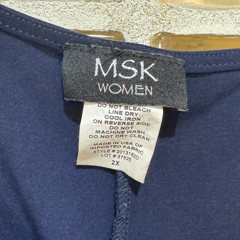 MSK Blue and Silver Midi Dress with Embellished Hem - Picture 5 of 6